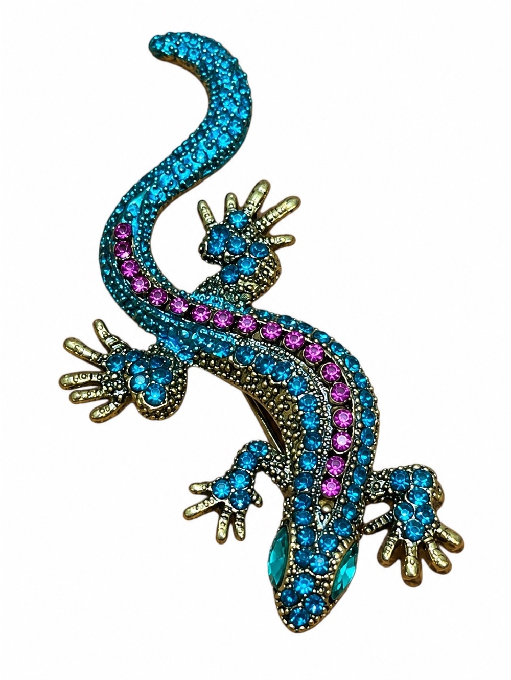 Vintage Old Glam Rhinestone Lizard Brooch